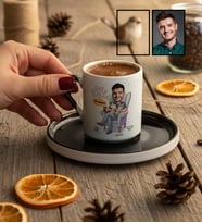 Kişiye Özel Karikatürlü Cat Dad Kedi Babası Türk Kahvesi Fincanı Babalar Günü Hediyesi