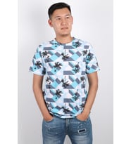 Erkek Bisiklet Yaka Baskılı T-shirt %100 Pamuk Tişört