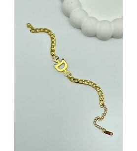 Çelik Gold D Harf Bileklik - 25-blk70