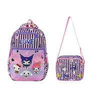 İlkokul Çantası Kuromi 2'li Set 40*30 Cm Beslenme Çantası Ortopedik Sırt Çantası Kız Çocuk