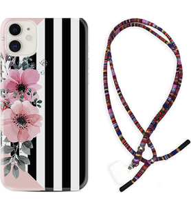 Apple iPhone 11 12 13 Mini Kılıf Boyun Asklı Rasta Silikon Flowers 4 1390
