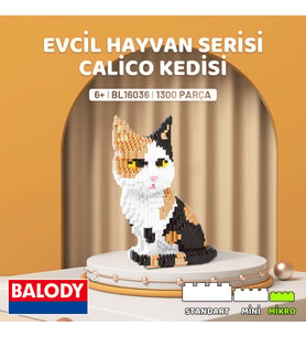 Balody Evcil Hayvan Serisi – Calico Kedisi (BL16036) – Mikro Blok Yapı Oyuncakları Seti (Krem)
