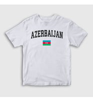 Presmono Unisex Çocuk Beyaz Bayrak Flag V2 Azerbaycan Azerbaijan T-Shirt 536619tt (Beyaz)