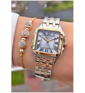 Ferrucci MRD11558 Sarı Gümüş Renk Çelik Kordon Kadın Kol Saati Bileklik Hediyeli