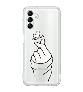 Samsung Galaxy A04S Uyumlu Kalp Desenli Şeffaf Telefon Kılıfı
