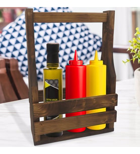BK Gift Doğal Masif Ahşap Sosluk Standı (Beyaz)