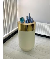 Dekoratif Gold Darbuka Beyaz Sehpa 70cm
