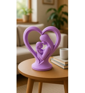 MYCRAFT3D 2'li Anneler Günü Hediyesi Kalp İçinde Anne Bebek Figürlü Biblo - Dekoratif Heykel 12cm