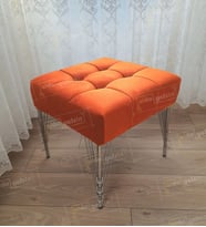 Modern Dilim Puf Ayakucu Puf Gümüş Metal Ayak (45*45) (Turuncu)