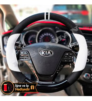 Kia Ceed Dikme Direksiyon Kılıfı Delikli Deri Parlak Siyah Beyaz Detay Çift Yüzük ve Dikiş 2012-2018