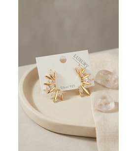 Gold Renk Zirkon Taşlı Saçak Model Vintage Kadın Küpe TJ-BKP12110