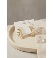 Gold Renk Zirkon Taşlı Saçak Model Vintage Kadın Küpe TJ-BKP12110