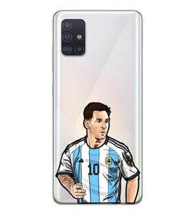 Samsung Galaxy A51 Uyumlu Lionel Messi Desenli Şeffaf Telefon Kılıfı