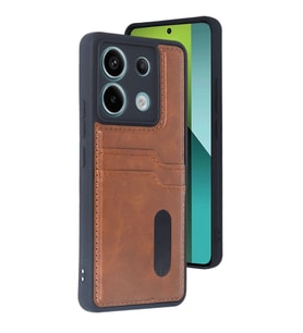 Xiaomi Redmi Note 13 Pro 4g Kılıf Sara Kartvizitli Deri Kılıf - Taba