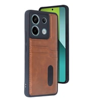 Xiaomi Redmi Note 13 Pro 4g Kılıf Sara Kartvizitli Deri Kılıf - Taba