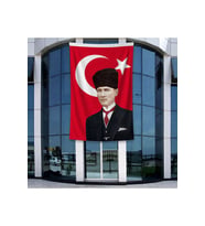 Ay Yıldız Kalpaklı Atatürk Portresi Poster Bayrak Raşel Kumal 4x6 metre ATA43
