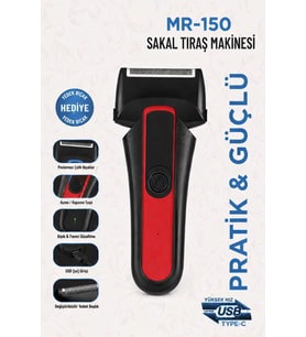 Jasper Mr-150 Kırmızı Şarjlı Yedek Başlıklı Sakal Tıraş Makinesi Erkek Kişisel Bakım Sinekkaydı Tıra