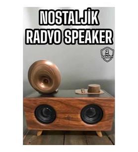 Mey İthalat® Bluetooth Hoparlör Ahşap Klasik Retro Gramofon Bluetooth Müzik Kutusu