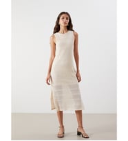 LCW Vision Beyaz Bisiklet Yaka Kroşe Bodycon Elbise