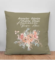 BK Gift Kişiye Özel İsimli Anneler Günü Tasarımlı Haki Kırlent Yastık, Anneye Hediye, Ev Dekorasyonu, Anneler Günü Hediyesi-9