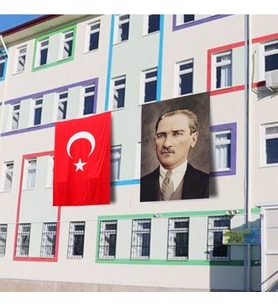 Atatürk Posteri ve Türk Bayrağı Raşel Kumaş 150x225 cm -3