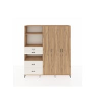 Hyperion Dolap 12 Raflı 4 Çekmeceli Tek Askılı 220x44x243 Çam-Çam/Aytaşı