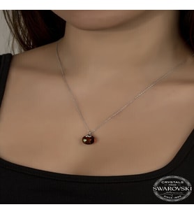 Crystal Kahverengi Taşlı 925 Ayar Gümüş Kolye