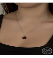 Crystal Kahverengi Taşlı 925 Ayar Gümüş Kolye