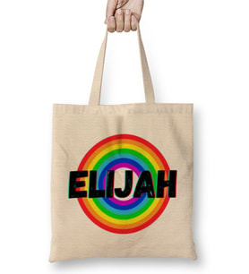 Elijah Name Custom - vintage Retro Rainbow Style Design Gift Baby-Gift For Him Bez Çanta Uzun Saplı