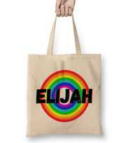 Elijah Name Custom - vintage Retro Rainbow Style Design Gift Baby-Gift For Him Bez Çanta Uzun Saplı