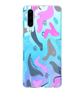 Huawei P30 Uyumlu Kapak Abstrackt Tasarımlı Şeffaf Silikon Kılıf