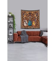 Turuncu 3 Gitar Leke Tutmaz Kadife Kumaş Duvar Örtüsü Duvar Halısı Tapestry