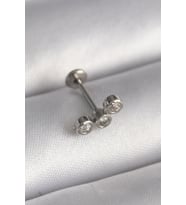 316L Çelik Gümüş Renk Zirkon Taşlı Tragus Piercing TJ-PR1349