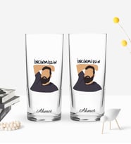 BK Gift Kişiye Özel Renkli Baskılı İncinmişsin Tasarımlı İkili Rakı Bardağı Seti-1 (Beyaz)