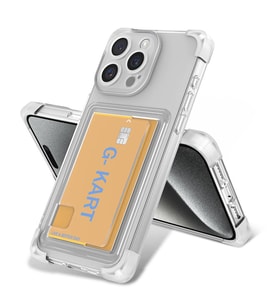 Apple iPhone 15 Pro Kılıf Airbag Tasarımlı Şeffaf Kartlıklı G-Kart Kapak (Renksiz)