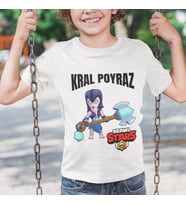 İsme Özel Brawl Stars Nouveau Çocuk Beyaz Tişört Kısa Kollu Unisex