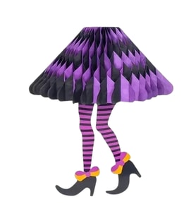 Halloween Cadılar Bayramına Özel Cadı Görselli Asmalı Petek Süs 30X21cm Mor-Siyah Renkler