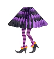 Halloween Cadılar Bayramına Özel Cadı Görselli Asmalı Petek Süs 30X21cm Mor-Siyah Renkler