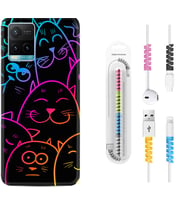 Vivo Y11S Y21S Y20 Y20S Y70 Kılıf Kablo Koruma Spiral Silikon Neon Cats 1790
