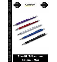 Özel Üretim Logolu Promosyon Kurumsal Baskılı Ofis Malzemesi Ekonomik Plastik Tükenmez Kalem Mor