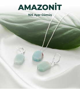 Luxtone Sertifikalı Amazonit Set 925 Ayar Gümüş Kolye Küpe Kadın Takı LX1340ST