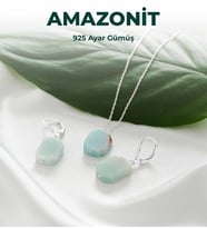 Luxtone Sertifikalı Amazonit Set 925 Ayar Gümüş Kolye Küpe Kadın Takı LX1340ST
