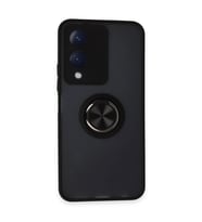 Vivo Y17s Kılıf Montreal Yüzüklü Silikon Kapak - Siyah