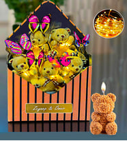 Kişiye Özel Ayıcık Buketi & Kelebek Buketi Led Işıklı & TeddyRose Ayıcık Mum