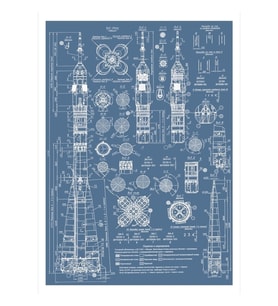 Eski Soyuz Roketi Planları Rus Sovyet Dönemi Uzay Tablo Ahşap Poster Dekoratif