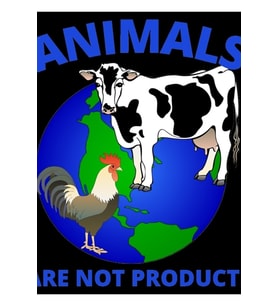 Hayvanlar Ürün Değildir, Mavi Metin- Çevrecilik Vegan Tablo Ahşap Poster Dekoratif