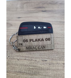 Ahşap Plaka ve İsim Yazılı Anahtarlık Kişiye Özel Kazıma (Ahşap)