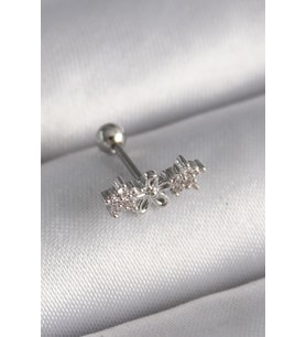 Gümüş Renk Zirkon Taşlı Çiçek Tragus Piercing - EBJ241123W29398