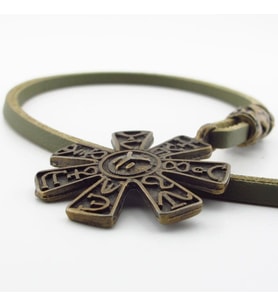 Antik Mısır Sembolleri Güneş Mitolojik Bronz Metal Deri Erkek Kolye Q0944