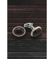 Gümüş Siyah Onix Oval Taşlı Kol Düğmesi